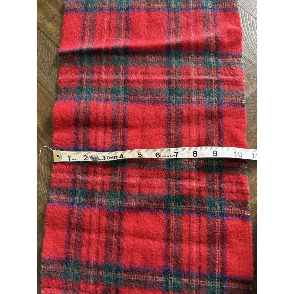 VTG 100% Wool West‎ Germany Plaid Tartan Scarf Red Blue Grandpacore Old Money